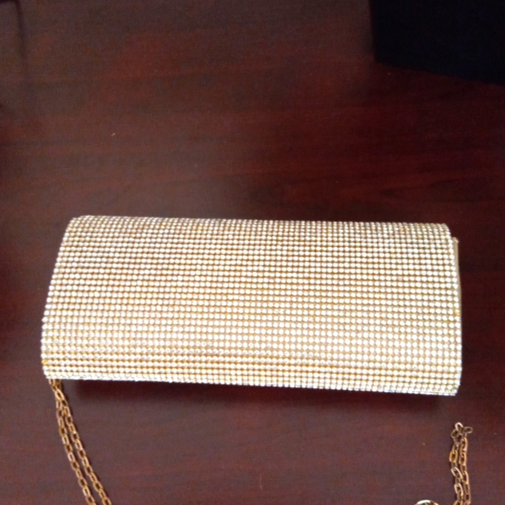 Gold Rhinestone Crystal Clutch Purse
